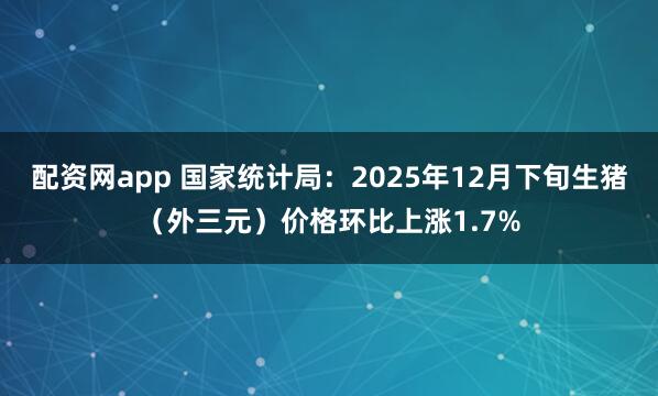 配资网app 国家统计局：2025年12月下旬生猪（外三元）价格环比上涨1.7%